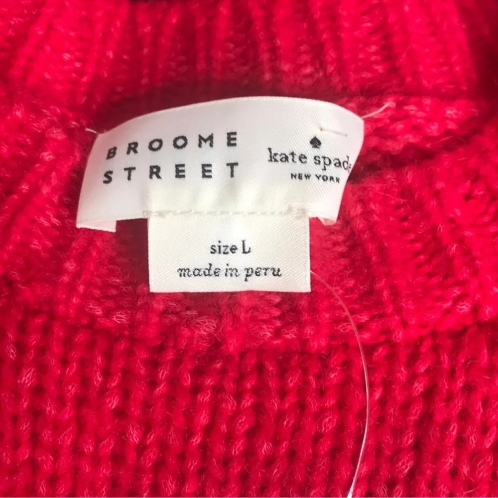 Kate Spade Broome Street Airy Alpaca Tassel Sweater Red Large